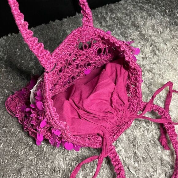 NWT Zara Beaded Fabric Handbag - Picture 7 of 9